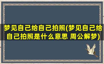 梦见自己给自己拍照(梦见自己给自己拍照是什么意思 周公解梦)